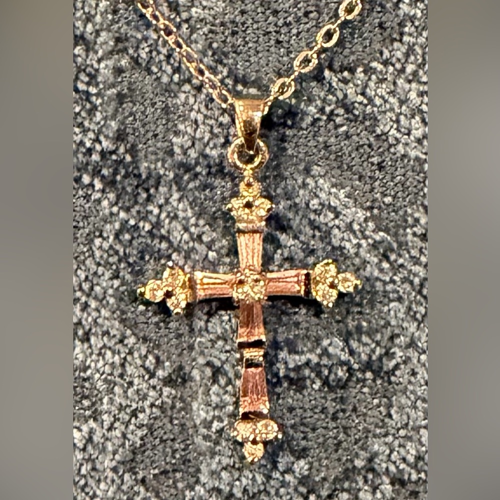 Cookie Lee silver Cross Necklace with sapphires